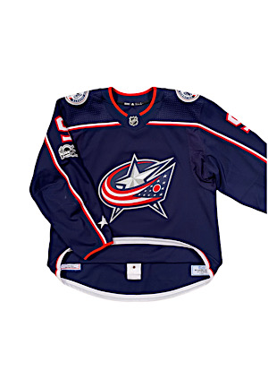 2017-18 Artemi Panarin Columbus Blue Jackets Game-Used Jersey (Photo-Matched • Blue Jackets LOA • Team Repair)