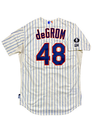 7/8/2014 Jacob deGrom NY Mets Game-Used Rookie Jersey (Photo-Matched To 7 Inning Shutout Performance • 4,000th Franchise Win • MLB Auth & Mets)