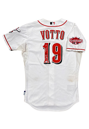 6/9/2015 Joey Votto Cincinnati Reds Game-Used & Signed Four Home Run Home Jersey (Photo-Matched • MLB Auth)