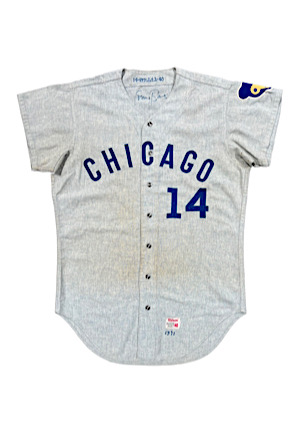 1971 Ernie Banks Chicago Cubs Game-Used & Signed Road Flannel Jersey (Graded 10 • Likely Last Road Jersey Ever Worn)