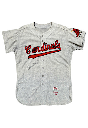1956 Stan Musial St. Louis Cardinals Game-Used & Autographed Road Flannel Jersey (Photo-Matched & Graded 10 • One Year Style • PSA/DNA & JSA LOAs)