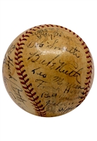 1935 Boston Braves & NY Yankees Team-Signed Baseball Twice Signed By Ruth (JSA)