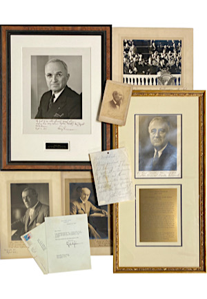 Presidential Grouping Of Signed Photos & Letters Including Wilson, Roosevelt, Truman, Garfield (9)