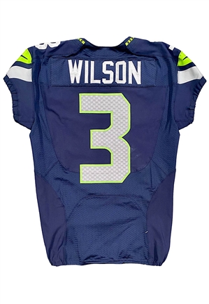 1/11/2014 Russell Wilson Seattle Seahawks Playoffs Game-Used Home Jersey (Photo-Matched • Equipment Manager LOA • Championship Season)