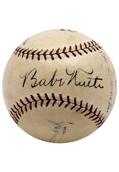 1929 NY Yankees Team Signed OAL Baseball with Ruth, Gehrig & Others (Full JSA)