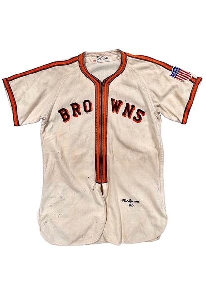1943 George McQuinn St. Louis Browns Game-Used Home Flannel Jersey (MEARS)