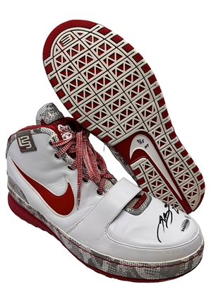 3/15/2009 LeBron James Cleveland Cavaliers Game-Used & Signed Promo Sample Shoes (Photo-Matched • UDA • 1st MVP Season)