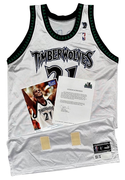 2000-01 Kevin Garnett Minnesota Timberwolves NBA Playoffs Game-Used Jersey (MeiGray Photo-Matched • Timberwolves LOA • Malik Sealy Memorial)