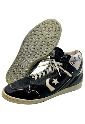 Late 1980s Larry Bird Boston Celtics Game-Used & Autographed Converse Weapon Shoes (LOP Sourced From Ballboy • JSA)