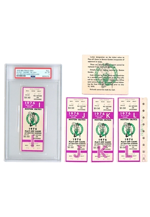 1976 NBA Finals Full Tickets Including Game 5 (4)(PSA 4 VG-EX • POP 1 • Triple-OT "The Greatest Game Ever Played")