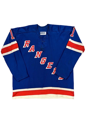 Early 1970s Eddie Giacomin NY Rangers Game-Used Durene Jersey (Obtained from NHL Goalie • Brad Moore LOA)