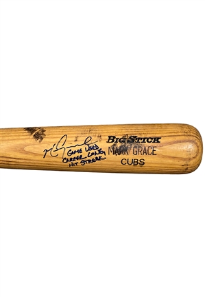 1990 Mark Grace Chicago Cubs Game-Used Signed & Inscribed Bat (PSA/DNA GU 9.5)