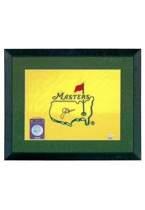2000 Jack Nicklaus Signed Masters Tournament Pin Flag with Pass Framed (Full JSA)