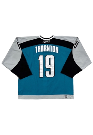 2006-07 Joe Thornton San Jose Sharks Game-Used & Autographed Jersey (Photo-Matched To Multiple Games • Team Tag • PSA/DNA & Beckett)
