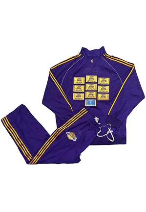 2007-08 Lamar Odom LA Lakers TBTC Player-Worn & Autographed Championship Banner Warmup Suit (2)