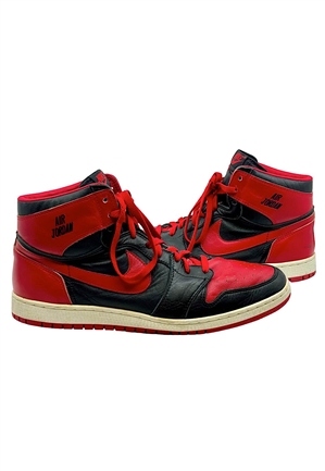 1984 Michael Jordan Player Sample Prototype Banned Nike Air Jordan Black & Red 1 Shoes (Photo Shoot • Hobby Fresh with Letter of Provenance) 
