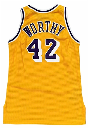 1991-92 James Worthy LA Lakers Game-Used Home Jersey