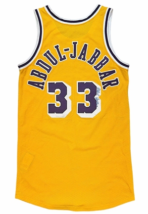 Circa 1984 Kareem Abdul-Jabbar LA Lakers Game-Used & Dual-Signed Jersey